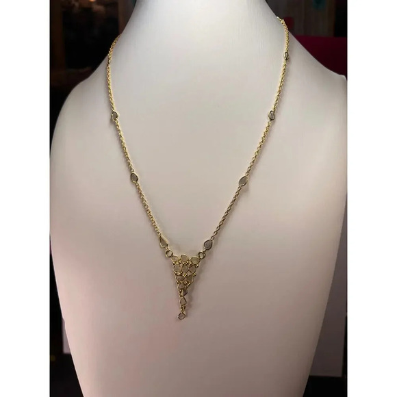 Polki diamond station necklace in vermeil gold over sterling silver - Picture 1 of 11